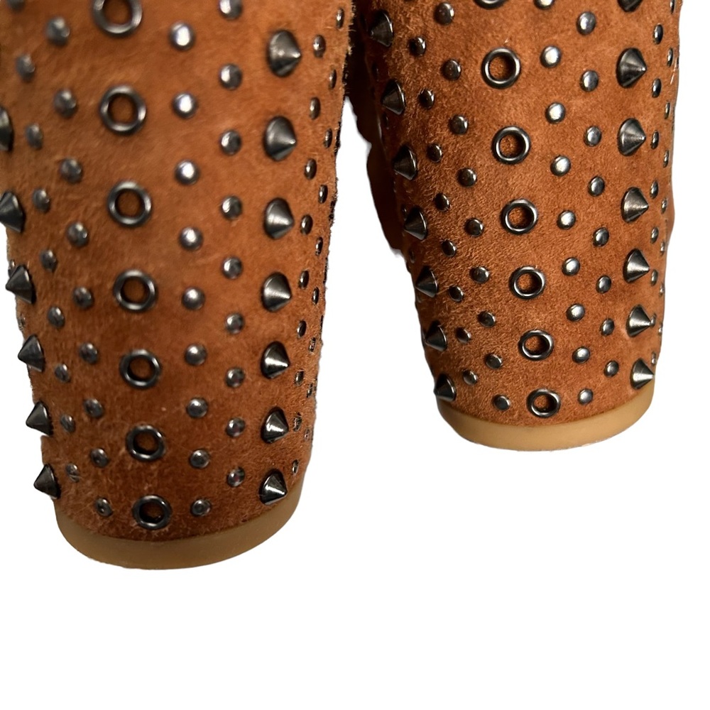 Coach Brown Suede Studded Block Heel Sandal - Picture 6 of 14